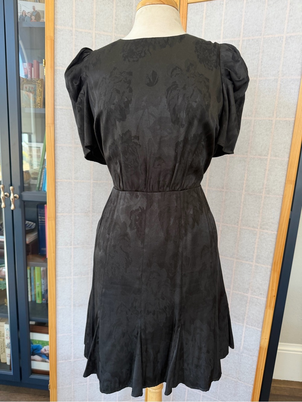 Express Black Floral Jacquard Mini Dress